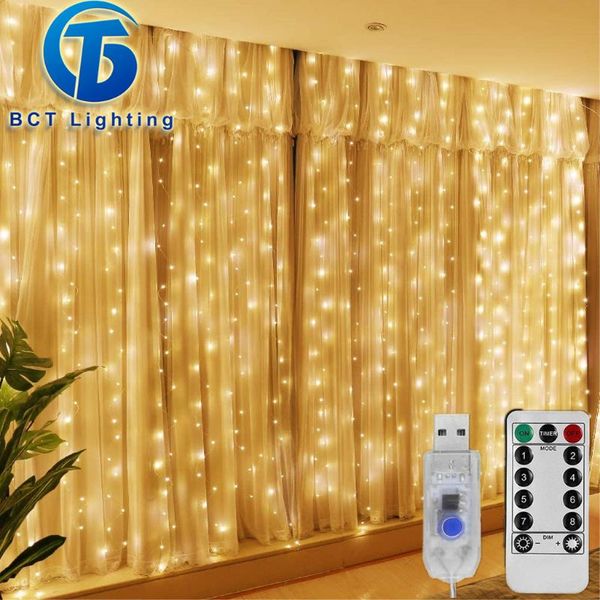 

strings 3x3m led curtain garland on the window usb string lights fairy festoon with remote for christmas wedding ramadan home decoration