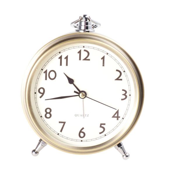 

metal alarm clock roman numerals table bedside silent sweep seconds desk & clocks