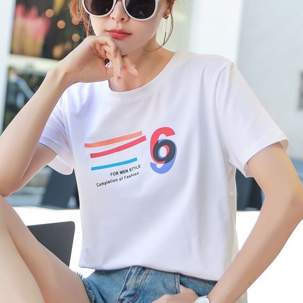 

100% cotton short sleeve t-shirt women's 2020 spring new korean loose top, White