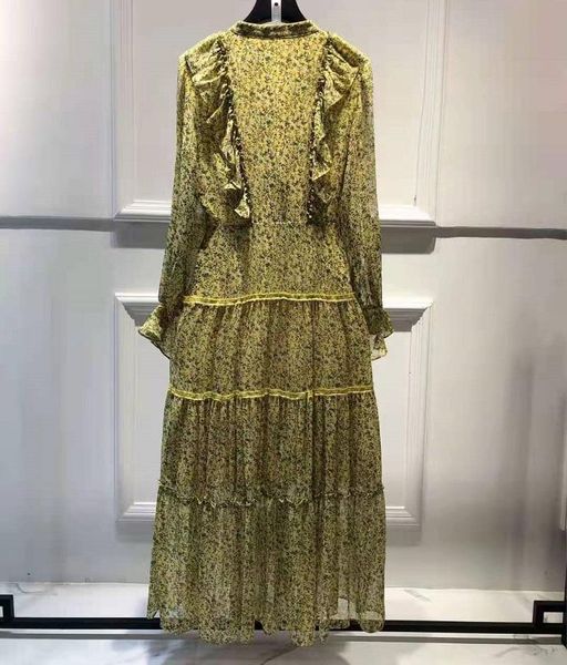 

casual dresses runway dress 2021 spring summer fashionable women sweet little floral print yellow dark blue xxl, Black;gray