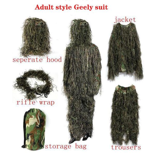 

tactical auspicious clothing 5-piece camouflage army field cs combat sniper suit hunting sets, Camo