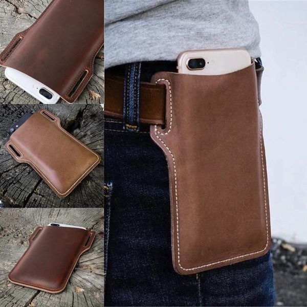 

men cellphone loop holster case belt waist bag props leather purse phone wallet