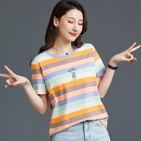

women's t-shirt summer kawaii print short-sleeved all-match round neck, White
