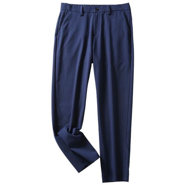 

men's suits & blazers korean casual suit pants spring summer elastic waist striped long business trousers pant loose large size 6xl, White;black