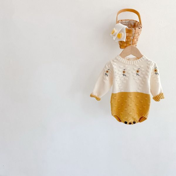 

rompers spring kids girls bodysuit long sleeves patchwork suower sweater jumpsuit cute style children clothes e2315 qing, Blue