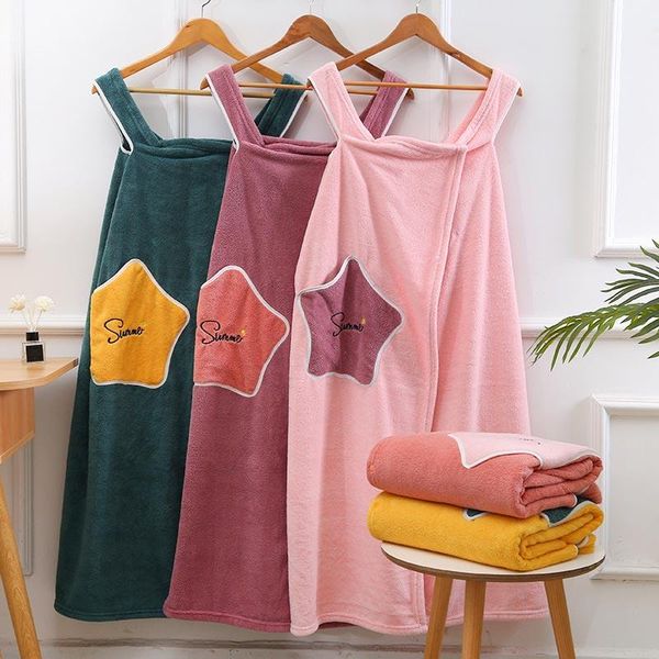 

towel wearable bath absorbent beach spa towels coral fleece quick dry bathrobe with pocket shower bathrobes home textile