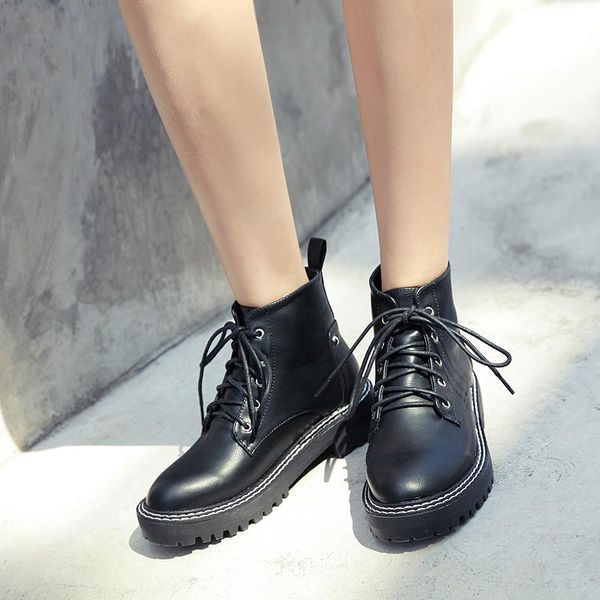 

boots 2021 women winter punk platform heels comfortable work shoes woman heel footwear sneakers ymb329, Black