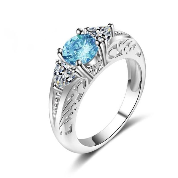 

cluster rings sterling silver 925 luxury blue jewelry for women gift, Golden;silver