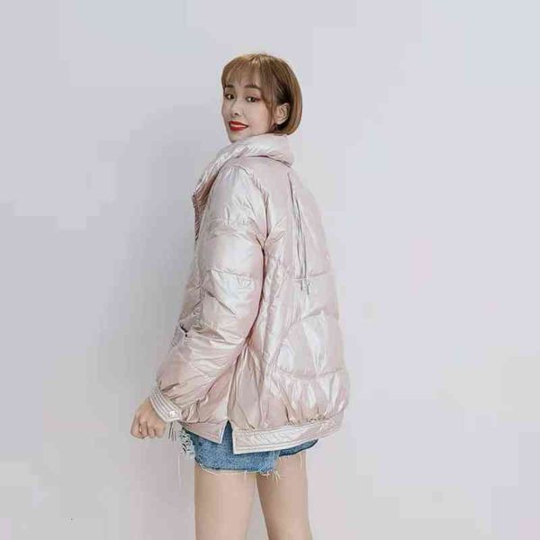 

2021 winter women's casual simple stand collar cocoon short down et, Black