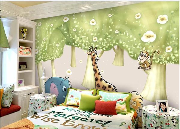 

wallpapers custom po wallpaper 3d murals for walls 3 d european hand drawn cartoon forest zoo children's room background wall