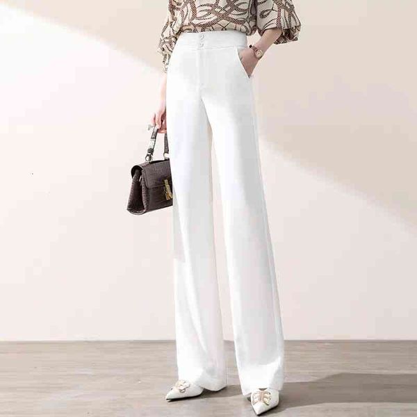 

women's pants & capris women elastic waist wide leg white spring autumn fashion female loose casual high long trousers ladies chic urg3, Black;white