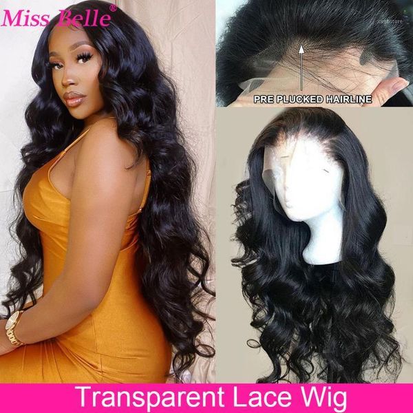 

30 inch body wave lace front wig transparent frontal wigs human hair remy t part closure wigs1, Black;brown
