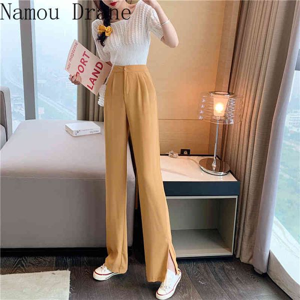 

wide-leg pants women's high waist and smooth summer korean version of joker slim loose mop suit pants 210522, Black;white