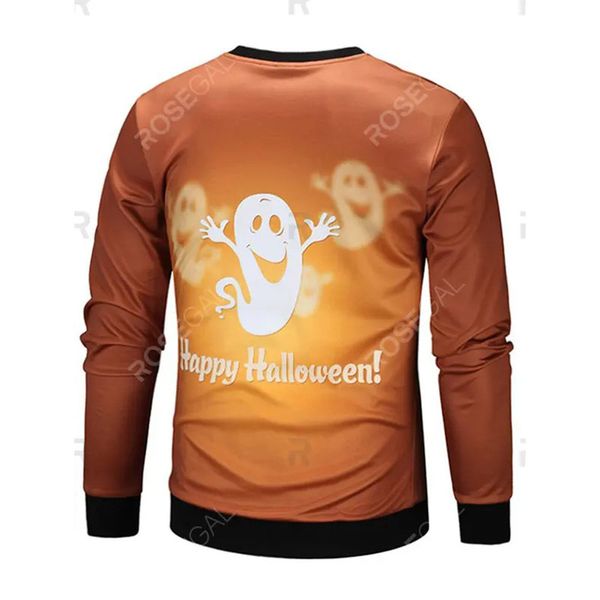 

halloween men's cartoon ghost print halloween sweater, Black