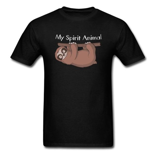 

men's t-shirts 100% cotton short sleeve sloth is my spirit animal t shirt printed shirts special design crew neck tee-shirts @915641, White;black
