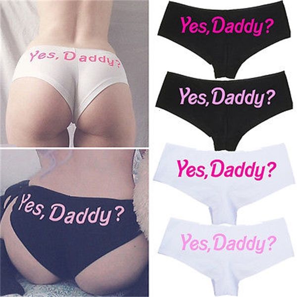 

women yes daddy underpants needless letters knickers underwear panties, Black;pink