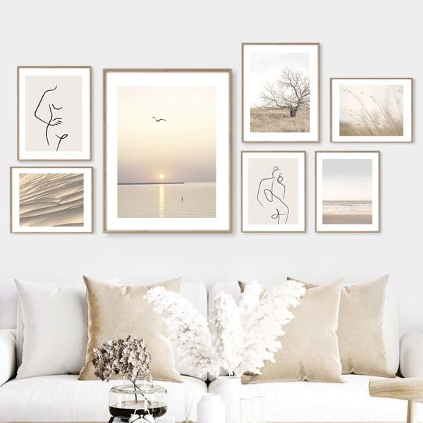 

paintings sea beach landscape abstract woman body wall art canvas painting nordic posters and prints pictures for living room decor