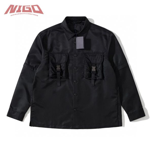 

men's casual shirts anigo pra 21ss nylon removable shirt #nigo11036, White;black