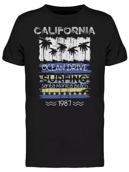 

california ocean drive 1987 tee men's -image by shutterstock, White;black