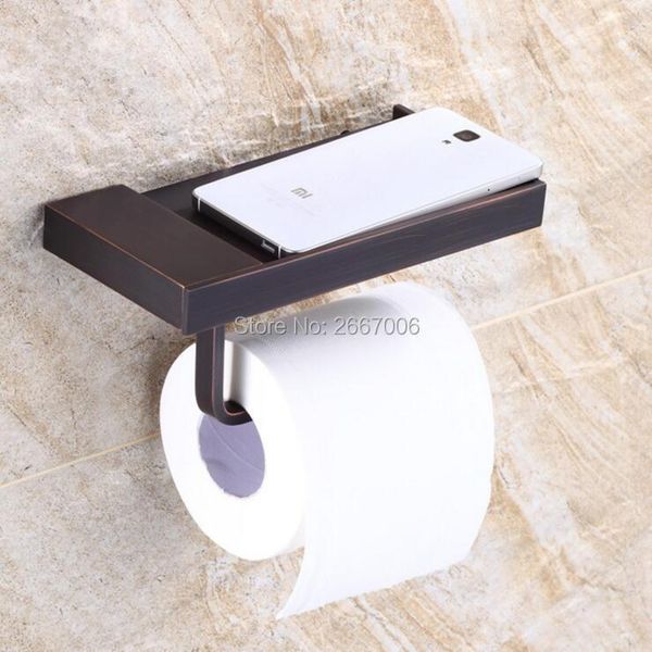 

2pcs discount gift bathroom antique copper black square toilet paper roll tissue holder mobile phone zr2325 holders