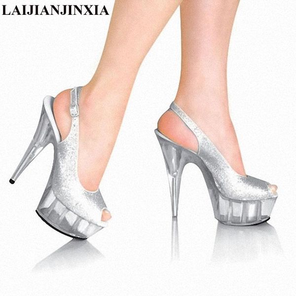 

cm high heels lady shoes nightclub dancing crystal sandal appeal 6 inch super women's sandals, Black