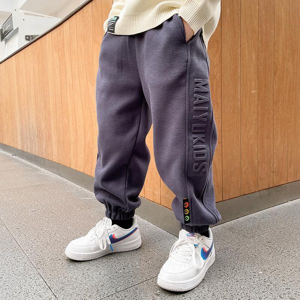 

trousers boys outdoor train slack pants children fashion letter sweatpants teens elastic waist active kids gray patchwork, Blue