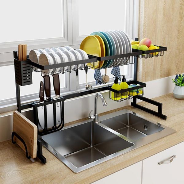 

stainless steel dish rack over the sink drainer drying dryer kitchen storage organizer shelf kitchenware holder & organization
