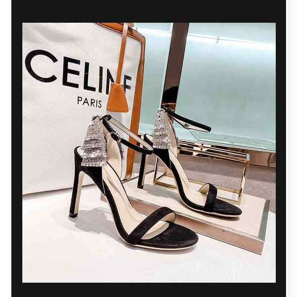 

slippers stilettos women's summer 2021 all-match banquet dress sandals fashion large size bridal wedding shoes vyy, Black