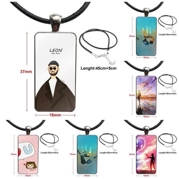 

pendant necklaces lovers match for men women party gift fashion glass cabochon rectangle necklace choker jewelry, Silver