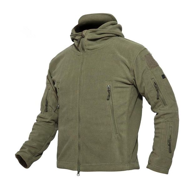 

men's jackets autumn winter tactical fleece jacket multi-pockets military coats windproof thermal hooded hike hunt windbreaker, Black;brown