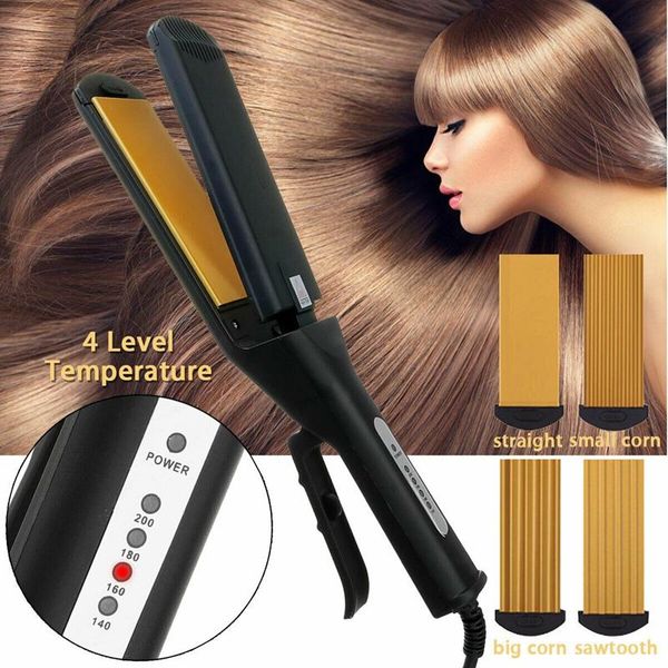 

electric hair brushes us plug 220v 4 in 1 replaceable ceramic curly straight iron flat crimped