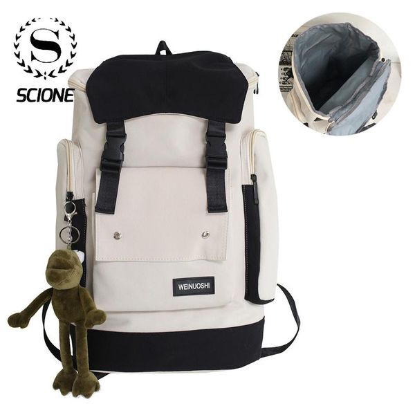 

backpack scione multiple pocket waterproof nylon cover men's large capacity school bags for women student book k120
