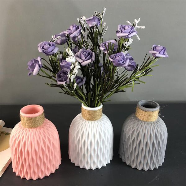 

vases plastic home decor anti-ceramic imitation rattan flower vase european wedding modern decorations unbreakable basket
