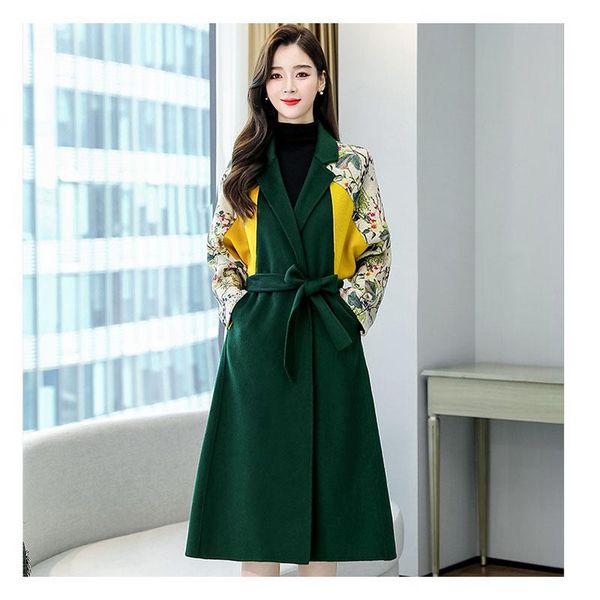 

women's wool & blends high-end women coat autumn winter korean temperament slim long woolen female fashion elegant outwear 2021, Black