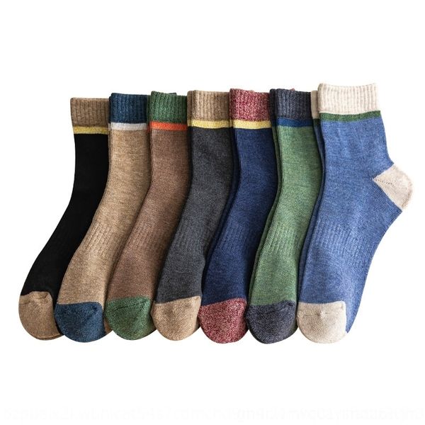 

s2r autumn winter terry socksversatile color matching rubber band men's socksbottom brushed rubber band socksmen's cotton, Black