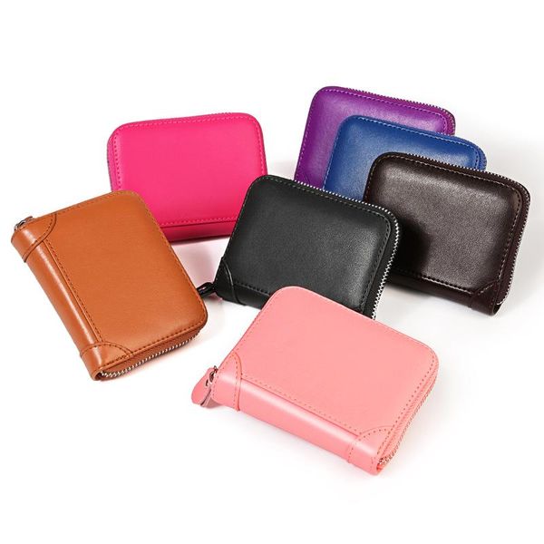 

card holders 2021 genuine leather solid color holder mini organ bag women wallets zipper case coin purse, Brown;gray