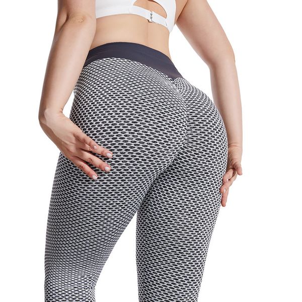 

pants hip jacquard knitted sports fitness moisture peach wicking honeycomb yoga pants women, Gray