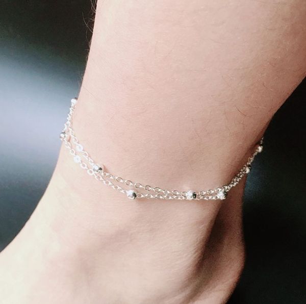

the european and american double chain anklets, Red;blue