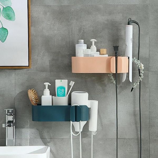 

hooks & rails universal bathroom wall mounted hair dryer storage rack comb holder organizer