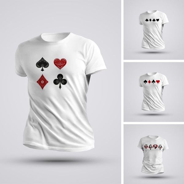 

poker pattern men's 100% cotton t-shirt comfortable fresh breathable daily travel street party, White;black