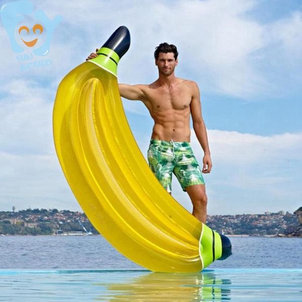 

life vest & buoy inflatable lie-on banana pool float fun swimming mattress air bed floating raft beach toy