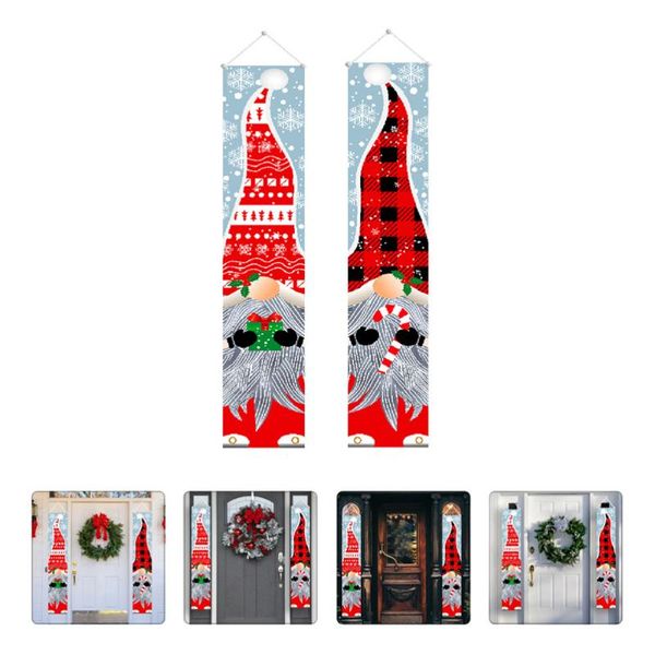 

party decoration 1 pair christmas porch signs door banners (random color)