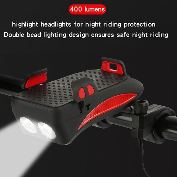 

bicycle warning lights horn led lighting usb charging waterproof lamp outdoor safety cycling mobile phone speaker headlights bike