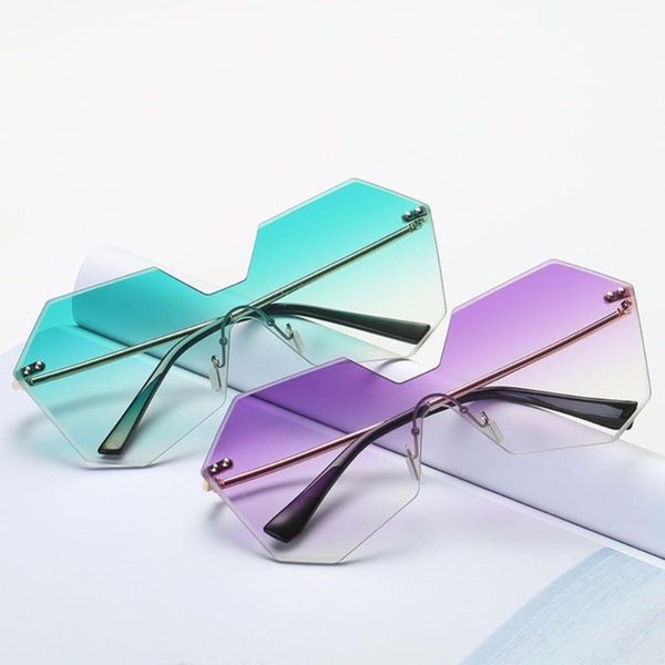 

sunglasses fashion women one piece big oversizes rimless ocean color clear mirror vintage eyewear #245099, White;black