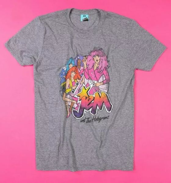 

official men's grey marl jem and the holograms band t-shirt, White;black