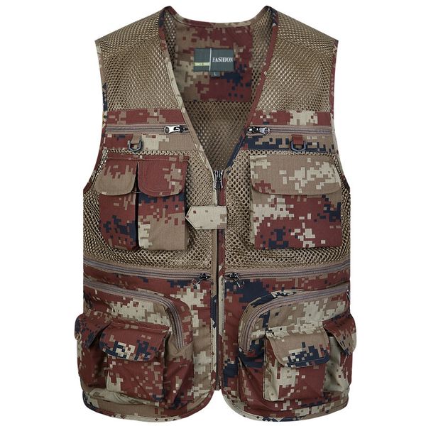 

new men's fishing vest outdoor sport fishing life vest with multi-pocket zip for pgraphy hunting travel outdoor sport jacket, Black;white