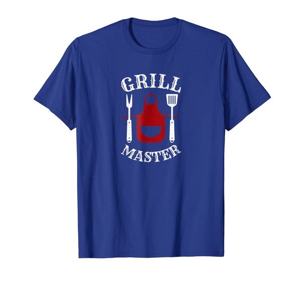 

vintage grill master bbq apron and utencils grilling t-shirt, White;black