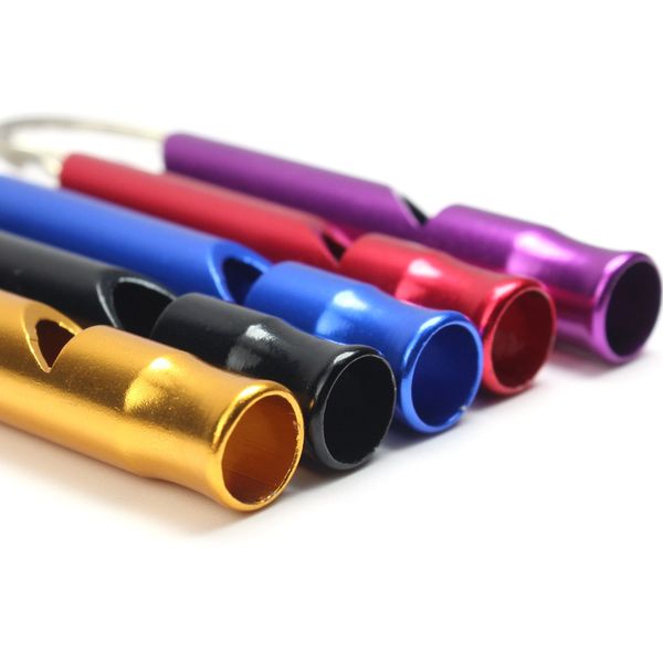 

factory colors mini aluminum alloy whistle keyring mix for outdoor emergency survival safety keychain sport camping hunting