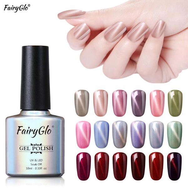

fairyglo 10ml cat eye uv gel polish soak off 5d chameleon cat's eyes nail magnetic enamel lacquer art gellak, Red;pink