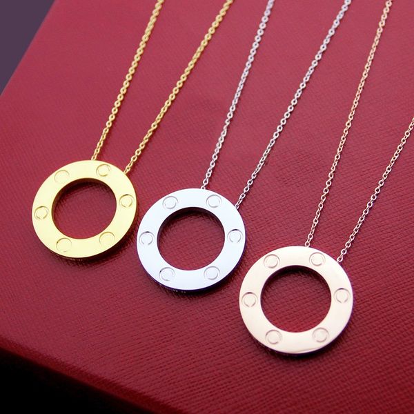 

High Quality Stainless Steel Lover Pendant Necklace With 18k Gold Plated 3 Diamond Designer Necklaces For Screw Wedding or Special Birthday Gift Free Dust bag